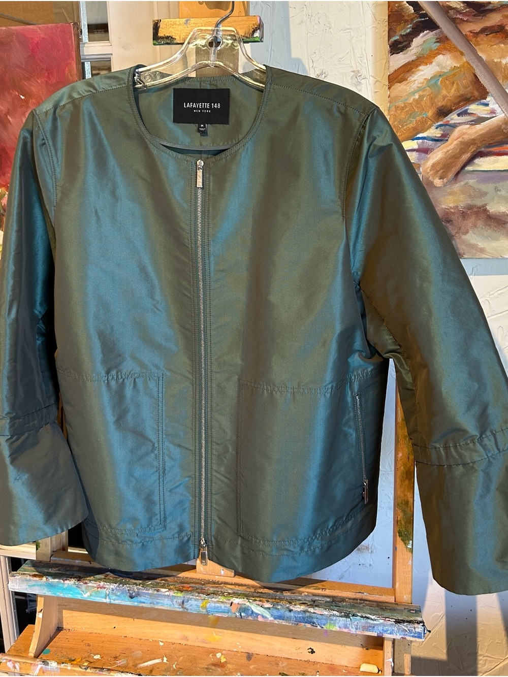 Lafayette 148 New York Olive Green Zip-Front Jacket with Tank top sz M